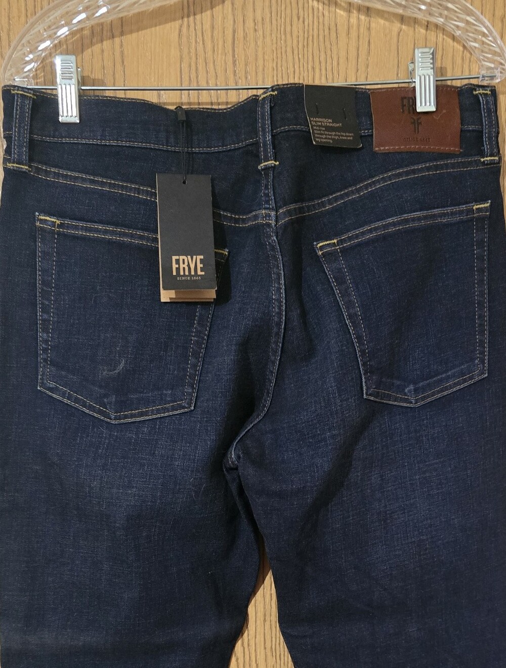 New FRYE Men's Dark Blue Harrison Slim Straight Jeans